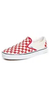 Vans Classic Slip On Sneakers Checkerboard Rhinestone Red In Red