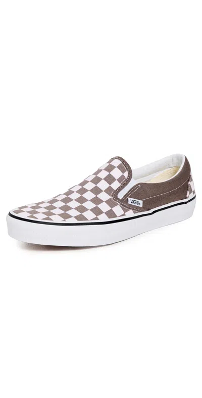 VANS CLASSIC SLIP ON SNEAKERS COLOR THEORY CHECKERBOARD WALNUT
