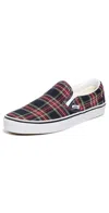 Vans Classic Slip On Sneakers Plaid Navy In Animal Print