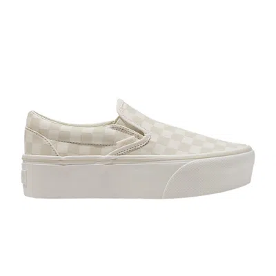 Pre-owned Vans Classic Slip-on Stackform 'checkerboard - Turtledove Beige' | Cream | Men's Size 10 In White