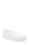 Vans Classic Slip-on Stackform Sneaker In Satin Checkerboard White