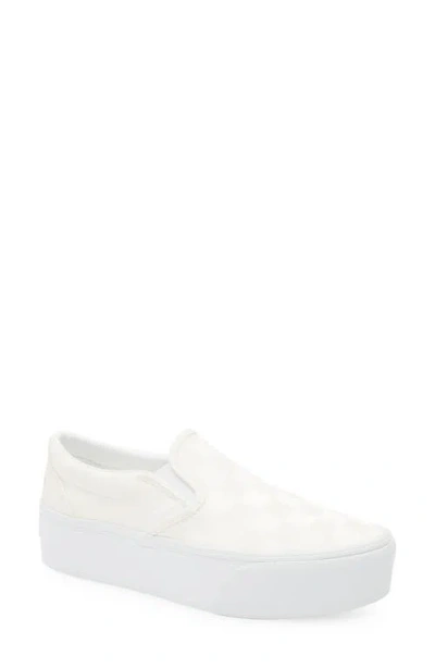 Vans Classic Slip-on Stackform Sneaker In Satin Checkerboard White