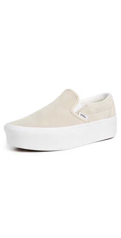 Vans Classic Slip On Stackform Sneakers Nubuck Oatmeal In White