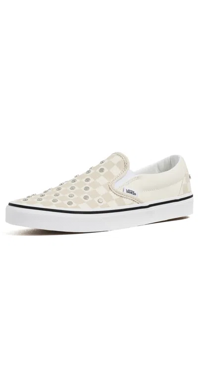 Vans Classic Slip On Unisex Sneakers Checkerboard Studs Turtledove