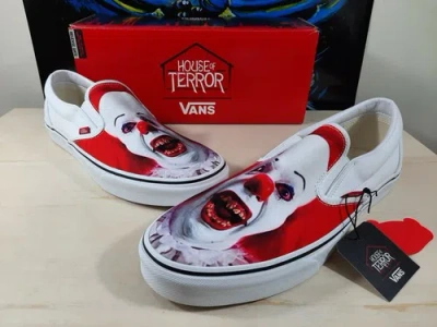 Pre-owned Vans Classic Slip-on X House Of Terror "it Pennywise" 13 Rare Ships Fast In Multicolor