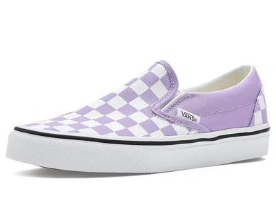 Vans Classic Slip-on (big Kid) Kid's Shoes Color Theory Checkerboard Soft Orchid : 6 Big Kid M, Canvas In Multi