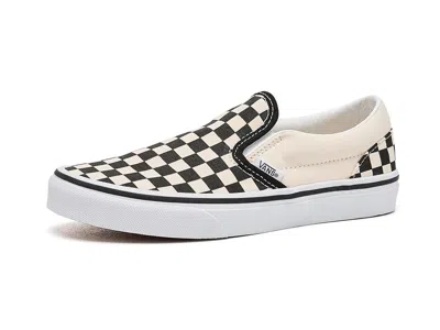 Vans Classic Slip-on (big Kid) Kids Shoes Black/white Checkerboard/white: 4 Big Kid M, Textile In Multi