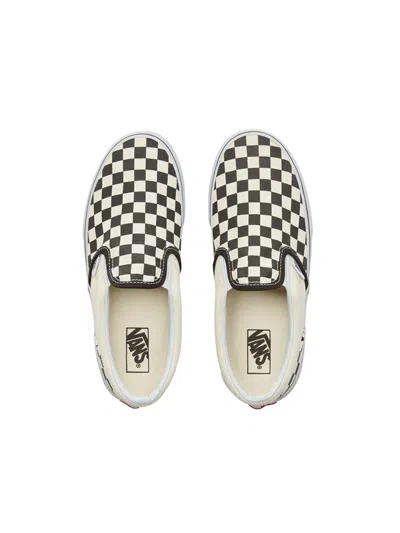 Vans Classic Slip-on Checkered Sneakers For Kids In White
