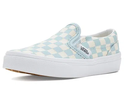 Vans Classic Slip-on (little Kid) Kid's Shoes Checkerboard Dawn Mist : 11 Little Kid M, Canvas In Blue