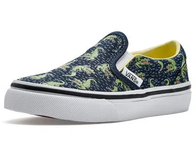 Vans Classic Slip-on (little Kid) Kid's Shoes Glow Croc Navy/yellow : 13.5 Little Kid M, Canvas In Multi