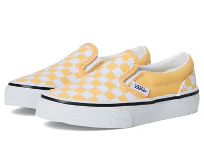 Vans Classic Slip-on (little Kid) Kids Shoes Color Theory Checkerboard Banana Cream : 13.5 Little Kid M,  In Yellow