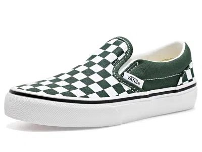 Vans Classic Slip-on (little Kid) Kids Shoes Color Theory Checkerboard Oil Green: 2 Little Kid M