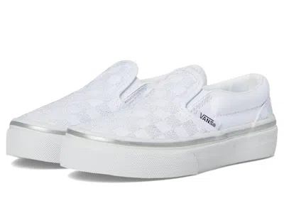Vans Classic Slip-on (little Kid) Kids Shoes Metallic Checkerboard Silver/true White : 11 Little Kid M, C
