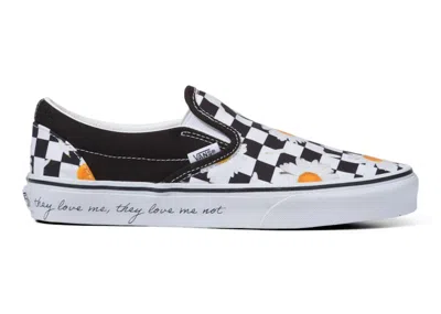 Pre-owned Vans Classic Slipon Love Me, Love Me Not (women's) Sneakers In White/black/floral