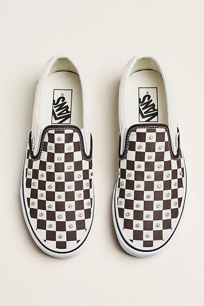 Vans Classic Slip-on Rhinestone Checkerboard Sneakers In Black