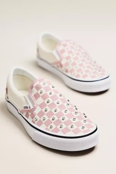 Vans Classic Checkerboard Stud-embellished Slip-on Sneakers In Pink