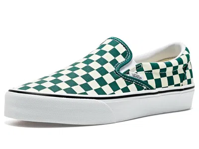 Vans Classic Slip-on Shoes Checkerboard Ocean Teal: Men's 6.5 - Women's 8 Medium, Textile In Green