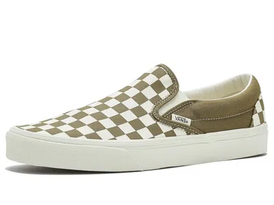 Vans Classic Slip-on Shoes Color Theory Checkerboard Olive Brown: Men's 9.5 - Women's 11 Medium In Multi