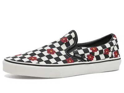 Vans Classic Slip-on Shoes Red Poppy Checker Black/white: Men's 7 - Women's 8.5 Medium, Canvas/leather/su