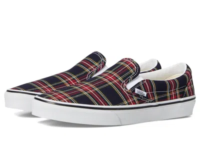 Vans Classic Slip-on Skate Shoes Plaid Navy :