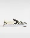 Vans Classic Slip On In Checkerboard Print In White And Black With White Stripe In Neutral