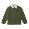 Vans Contrast Color Stitching Lapel Cargo Logo Jacket Couple Style Green