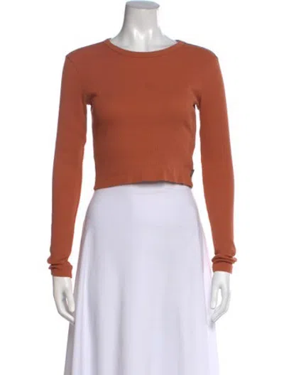 Pre-owned Vans Crew Neck Long Sleeve Crop Top In Brown