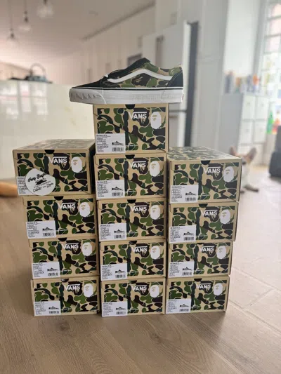 Pre-owned Vans Ds Authentic A Bathing Ape  Lx Old Skool Camo 1k73-191-920 Men's Size 6-12 In Multicolor
