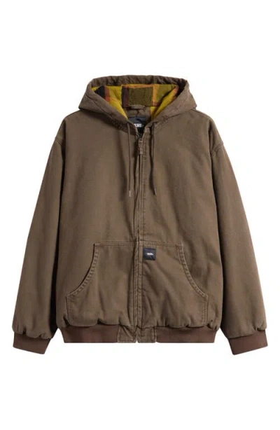 Vans Eli Workwear Canvas Zip-up Hooded Jacket In Brown