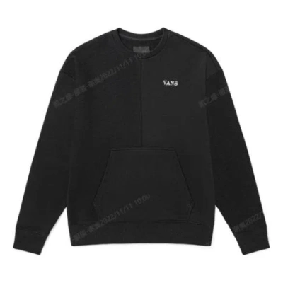 Vans Embroidered Logo Splicing Pullover Unisex Black