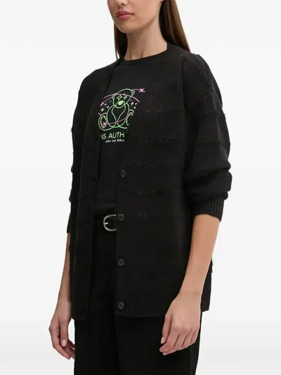 Vans Fuzzy-knit V-neck Cardigan In Black