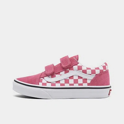 Vans Girls' Little Kids' Old Skool V Casual Shoes In Checkerboard Withered Rose