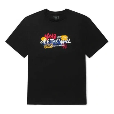 Vans Graffiti Alphabet Cartoon Printing Sports Loose Short Sleeve Couple Style Black