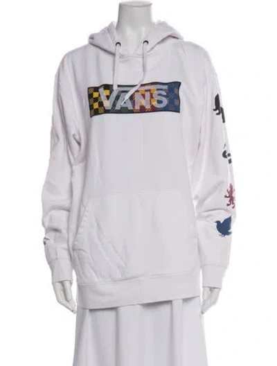 Pre-owned Vans Graphic Print Crew Neck Hoodie In White