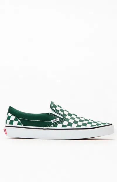 Vans Green Checkerboard Slip-on Shoes In Emerald