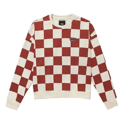 Vans Grid Round Neck Pullover Couple Style Red In Neutral
