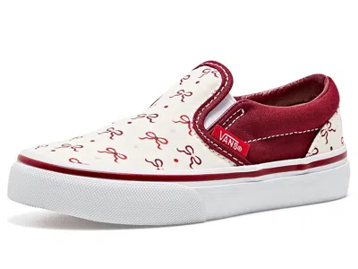 Vans K Classic Slip-on (little Kid) Kid's Shoes Bow Bordeaux: 12.5 Little Kid M, Canvas In Burgundy