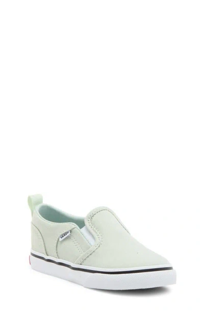 Vans Kids' Asher Slip-on Sneaker In Canvas Pale Aqua
