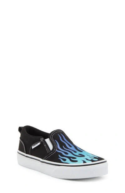 Vans Kids' Asher Slip-on Sneaker In Flame Black/ White