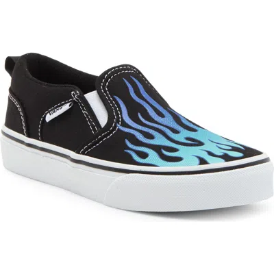 Vans Kids' Asher Slip-on Sneaker In Flame Black/white