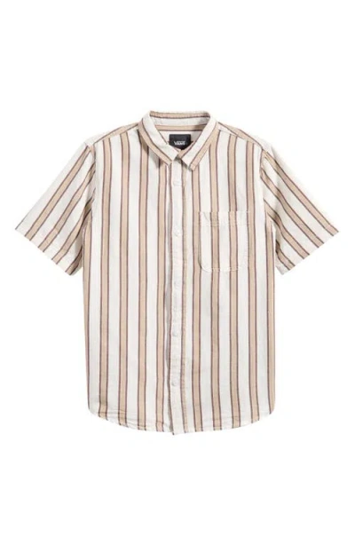 Vans Kids' B Lawson Stripe Cotton & Linen Button-up Shirt In Neutral