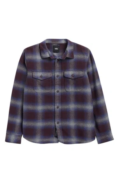 Vans Kids' Bixby Plaid Flannbel Button-up Shirt In Blue