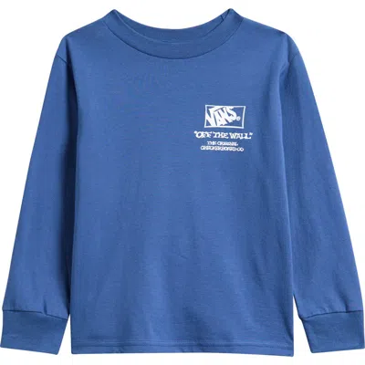 Vans Kids' Checker Bones Long Sleeve Graphic T-shirt In Blue