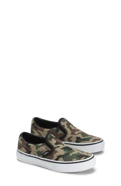Vans Kids' Classic Camo Slip-on Sneaker In Black Green