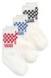Vans Kids' Classic Check 3-pack Crew Socks In White