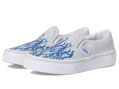 Vans Kids Classic Slip-on (little Kid) Kid's Shoes  Inferno Grey/blue : 11.5 Little Kid M, Canvas In Multi