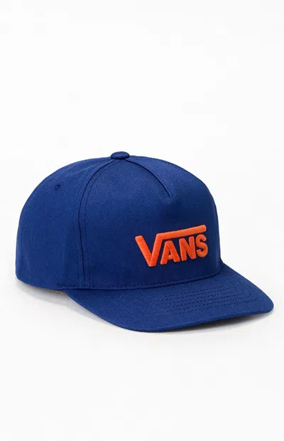 Vans Kids Drop V Logo Snapback Hat In Dark Indigo In Blue