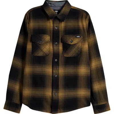 Vans Kids' Monterey Iii Plaid Button-up Shirt In Black/gothic Olive