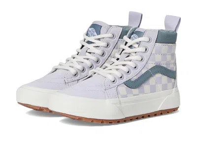 Vans Kids Mtetm Sk8-hi(r) (little Kid) Kid's Shoes Tonal Check Lilac Mist : 10.5 Little Kid M, Canvas/sue In Purple