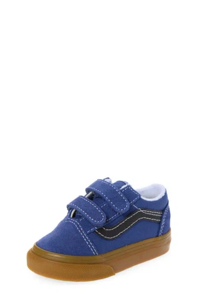 Vans Kids' Old Skool V Leather Sneaker In Blue